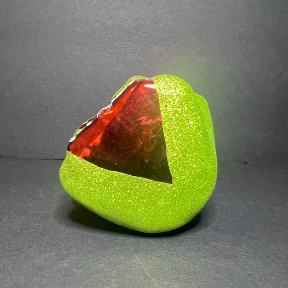 Vintage Large Green & Red Glitter Blown Glass Frog Christmas Ornament 5" - Picture 6 of 6